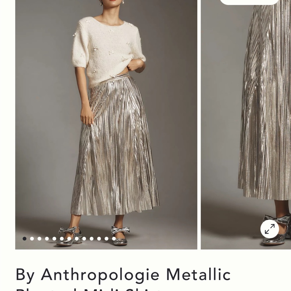 Anthropologie Metallic Silver Maxi Skirt